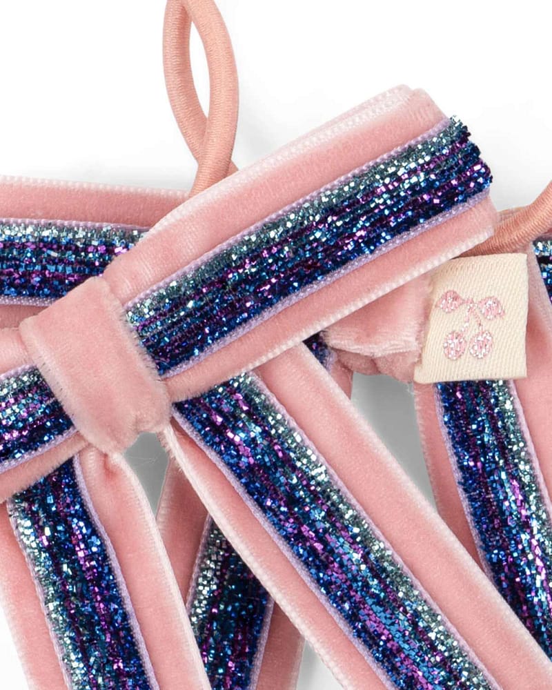 Hårstrikk m/ Sløyfe og Glitter 2pk | Velvet Bow Elastic