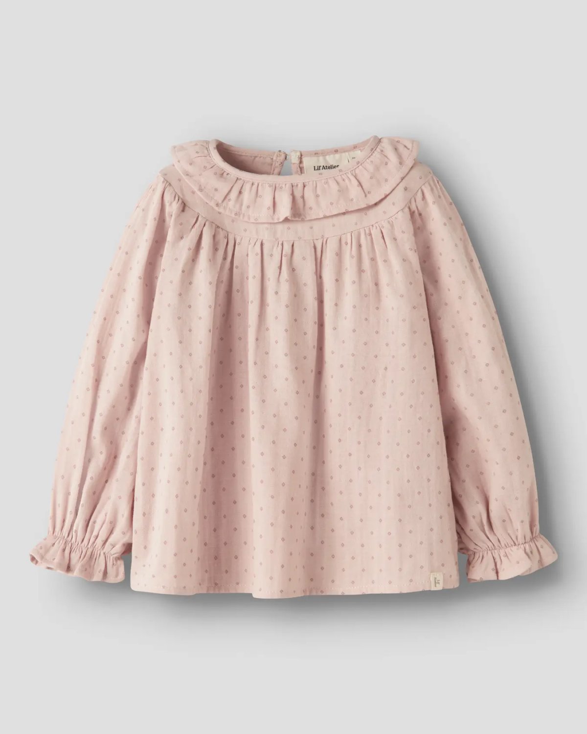 Bluse Barn M/ Volangerkrage – Øko Bomull | NMFDEMBE LS LOOSE SHIRT LIL, Rosa - Peach Whip