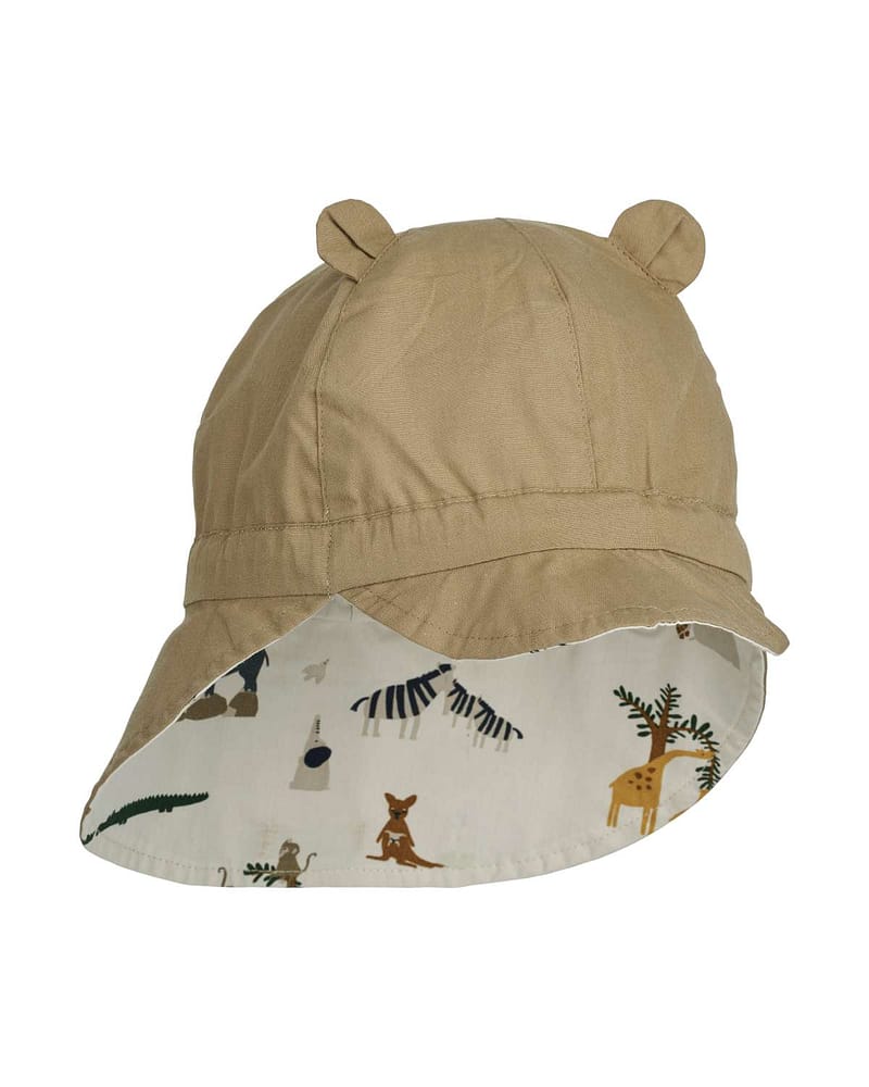 Solhatt m/ Nakkeskygge - Reversibel - 100% Øko Bomull | Gorm