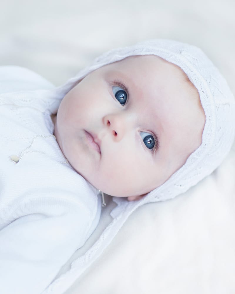 Babylue / Dåpslue - 100% Merino, m/ Mønster | Kyse