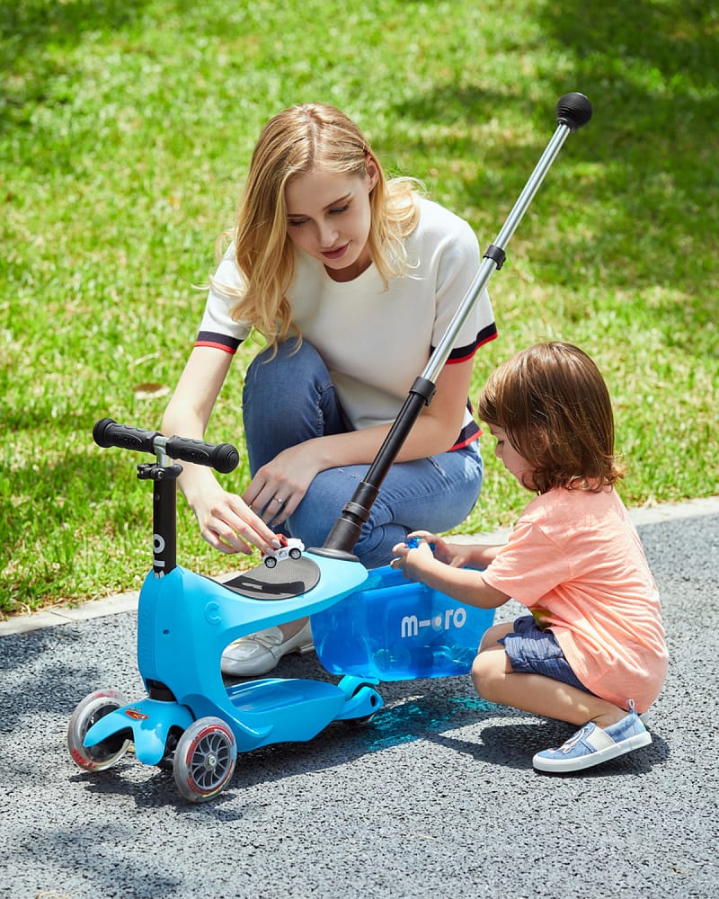 Sparkesykkel og Løpesykkel M/ Foreldrehåndtak - Micro Mini2go Deluxe Plus | 18m-5år