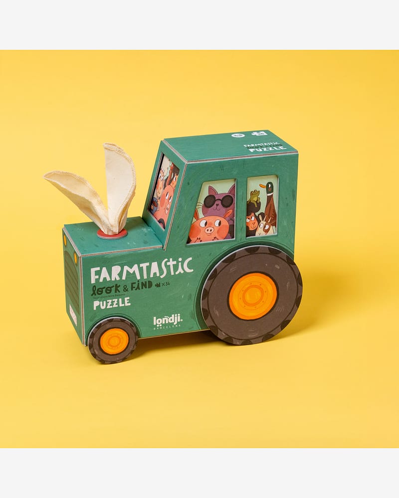 CHECK PRISE. Puslespill og "Hvor er..."-spill - 2i1 Puslespill Barn 3år+ | Farmtastic