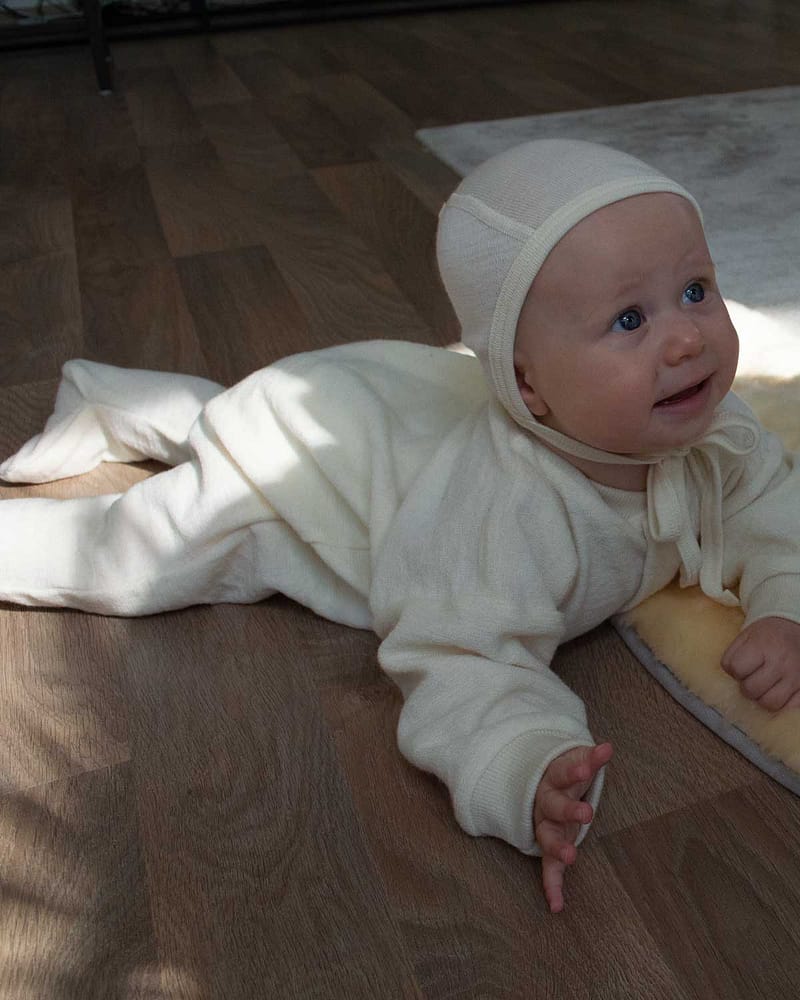 Pysjamas med Føtter i ullfrotte - 100% ubehandlet ull