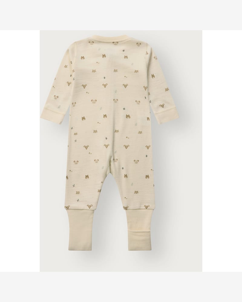 Ullpysj Baby - Heldrakt to-veis glidelås og trylleføtter - Ull/Bambusviskose | HCManu Forest