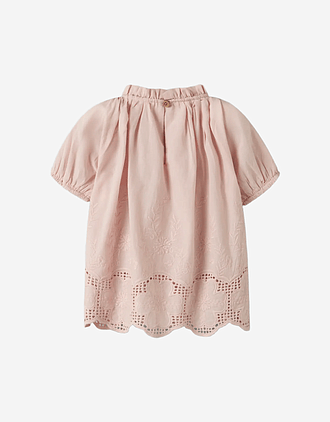 Bluse Barn m/ Broderi - Øko Bomull | NMFDAYNA SS LOOSE SHIRT LIL