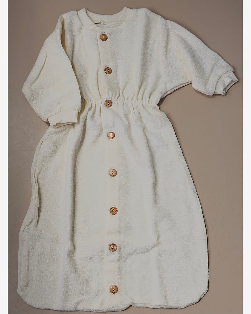 Nattpose Baby M/ Knapper - Ullfrottè, 100% Merino