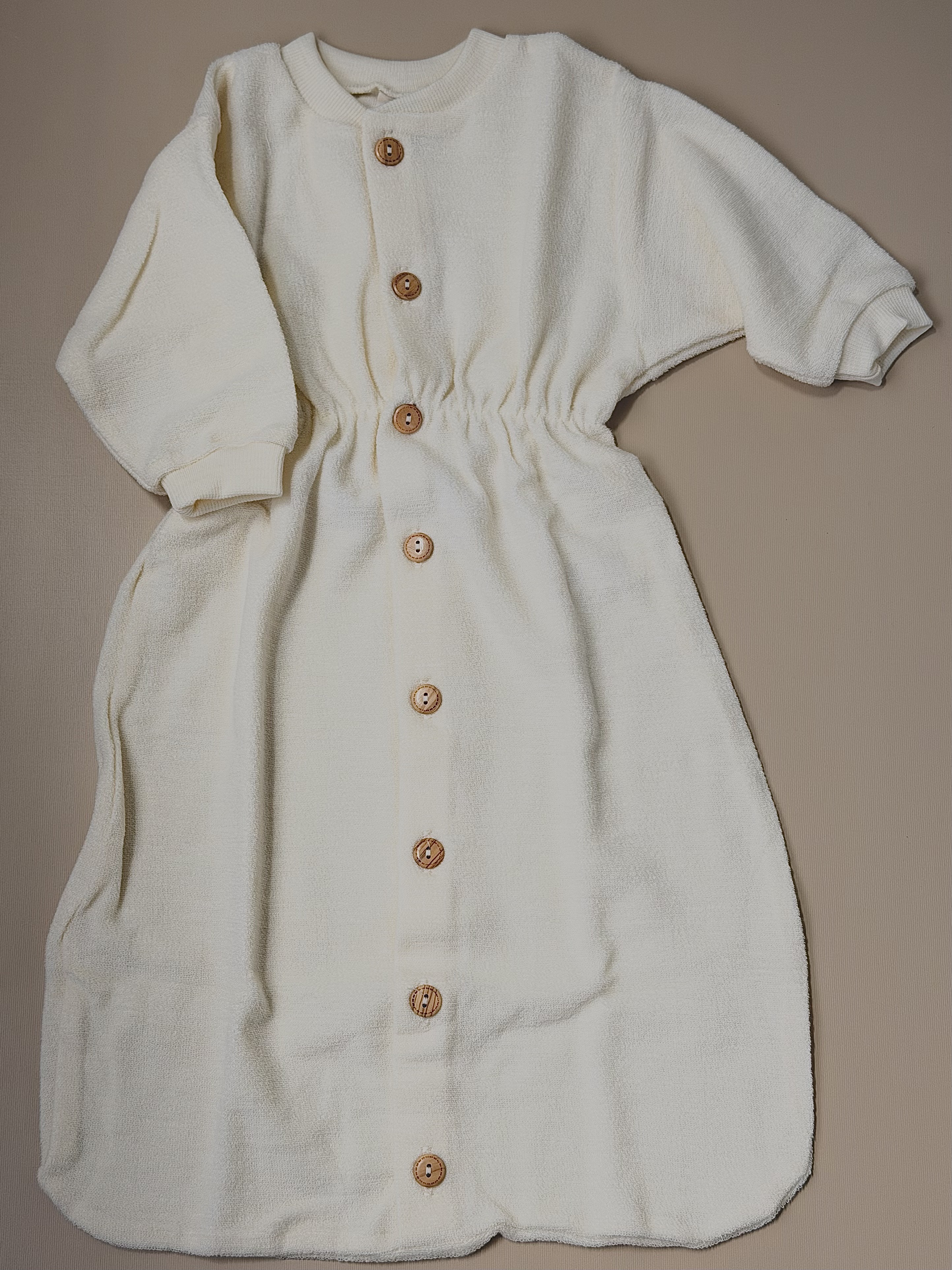 nattpose baby m/ knapper ullfrottè, 100% merino, ubehandlet | long sleeved sleeping bag (ferdig)✅ check price!