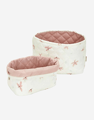 Oppbevaringskurv 2pk - Reversibel Quilt - Økologisk