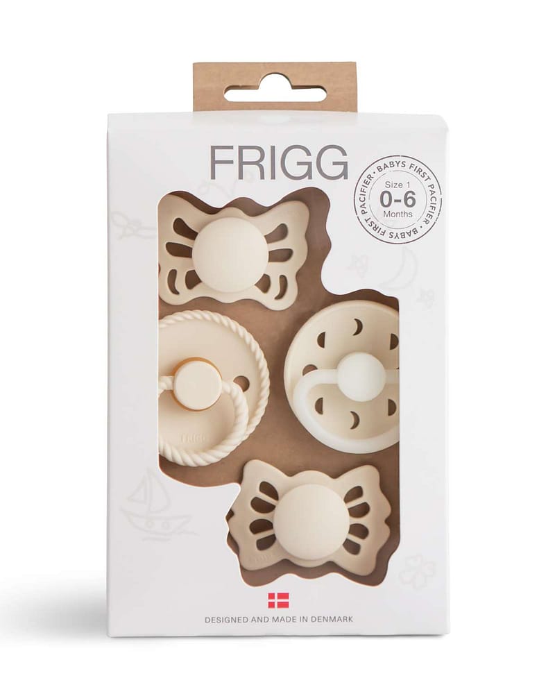 FRIGG smokker Try it Collection 4pk | ​​Baby's First Pacifier | 0-6 mnd, Moonlight Sailing
