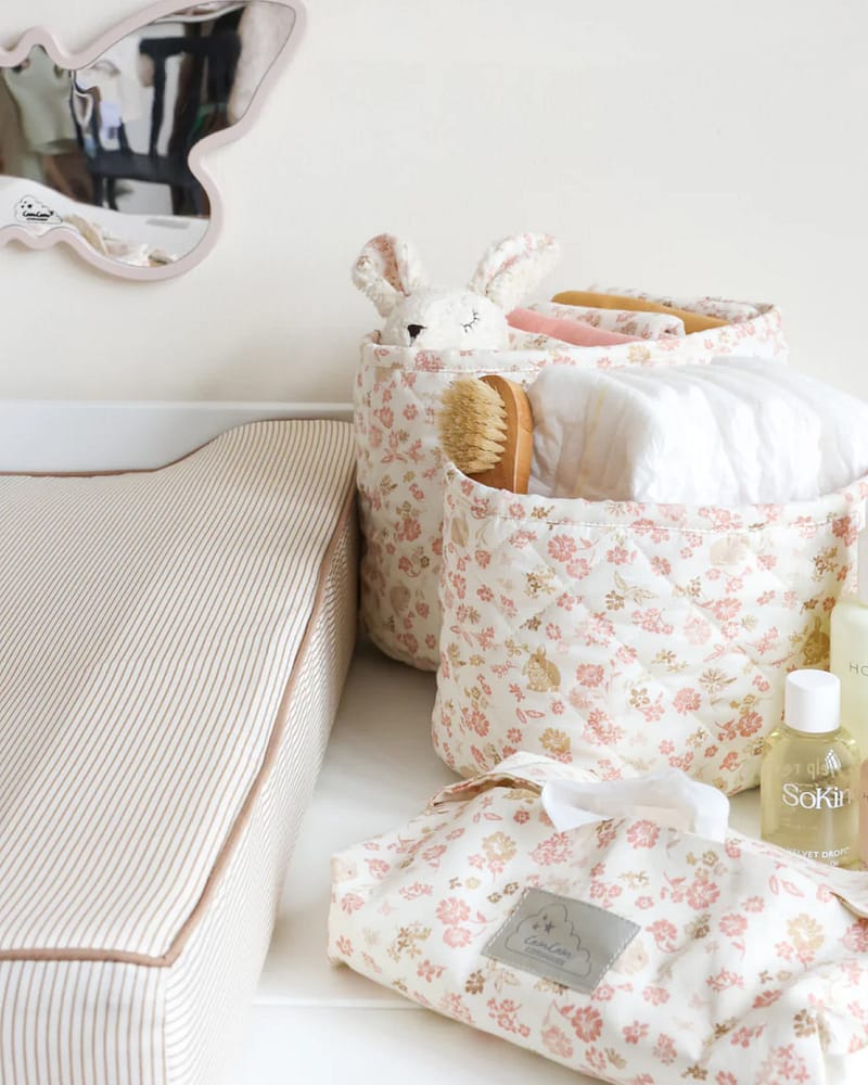 Oppbevaringskurv 2pk - Reversibel Quilt - Økologisk