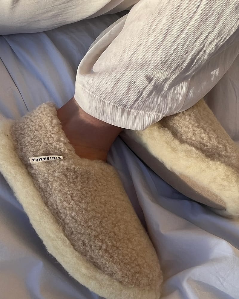 Ulltøfler Dame - Ullfleece og Skinn - 100% Merino | Mama Snuggle Slips