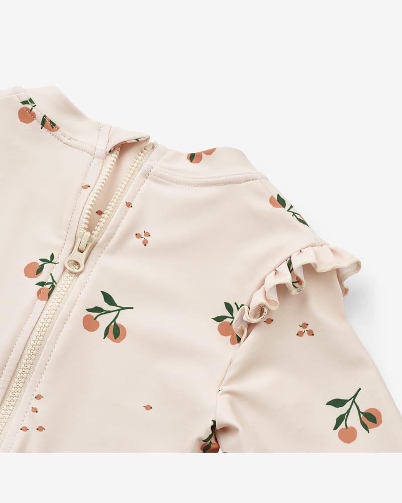 Badedrakt med Armer og Volanger - UV drakt UPF 40+ | Sille Printed Swimsuit