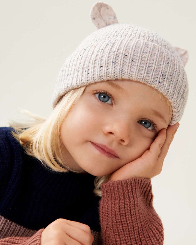 Beanie Lue med bamseører - 100% Merinoull | Miller