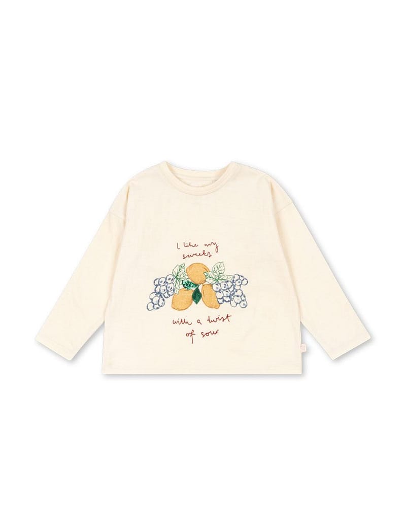 Bluse med Print & Glitter Paljetter - 100% Øko Bomull | Lin LS Tee