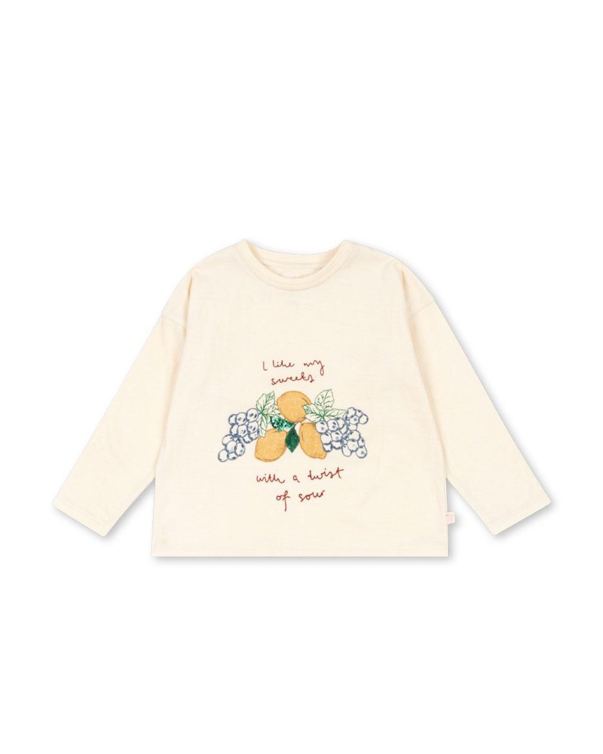 Bluse med Print & Glitter Paljetter – 100% Øko Bomull | Lin LS Tee, Twist of Sour