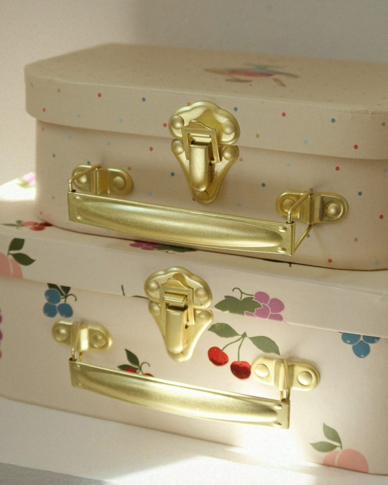 Koffertsett til Barnerom 2pk - Papp med Metallhåndtak | Suitcase