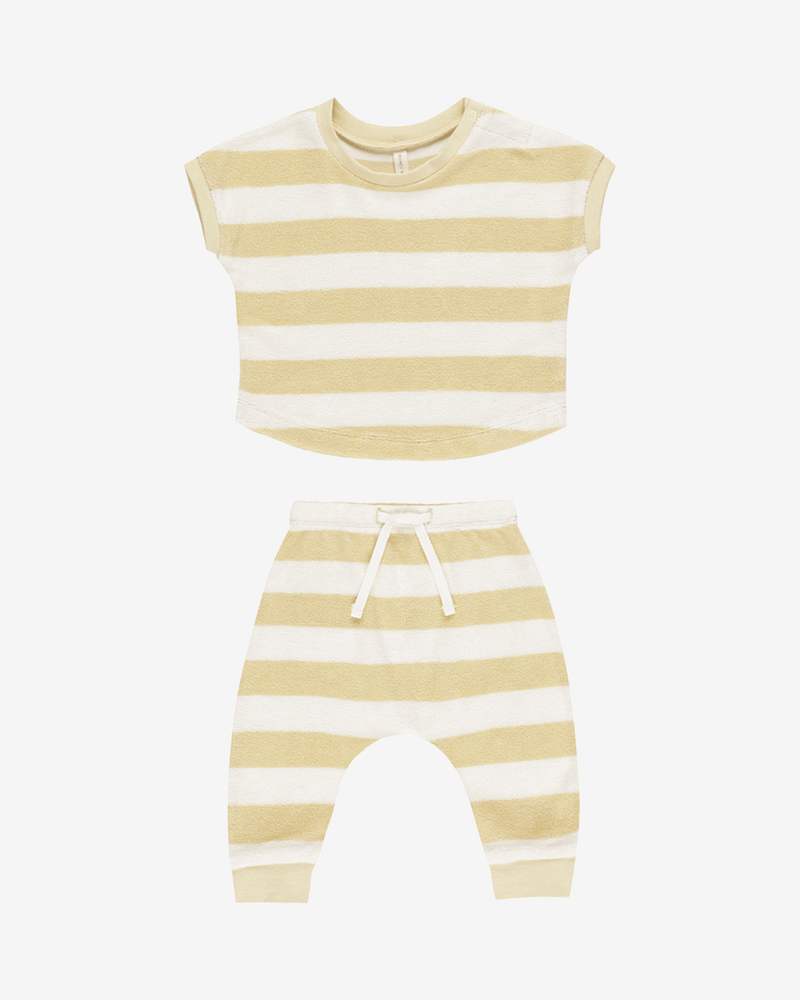 T-Skjorte & Bukse Sett - Terrystoff i Øko Bomull | Terry Tee + Pant Set