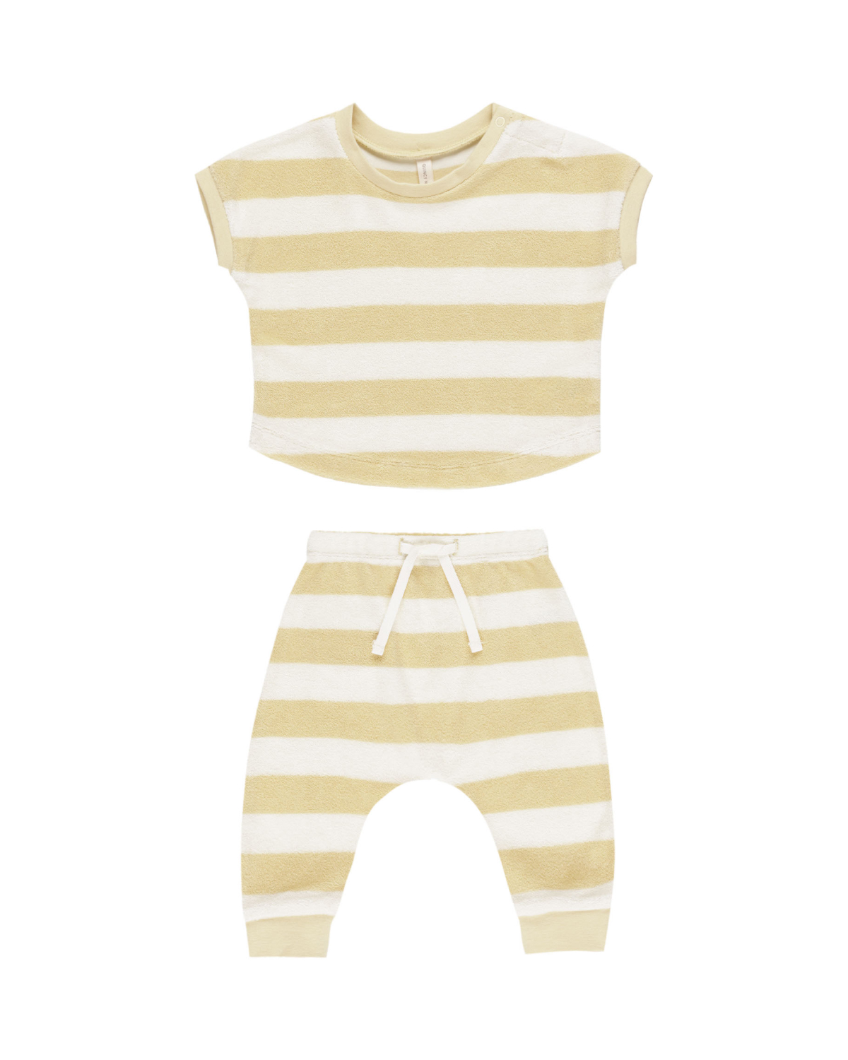 quincy mae t skjorte & bukse sett barn terry tee + pant set (yellow stripe)qm151kira