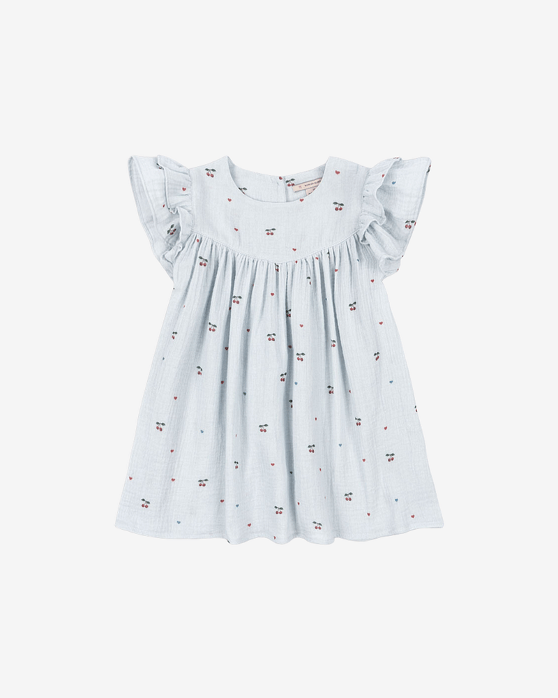 Kjole Barn M/ Volanger - 100% Økologisk bomull, Vevd Musselin-Kvalitet | Coco Dress