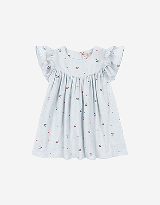 Kjole Barn M/ Volanger - 100% Økologisk bomull, Vevd Musselin-Kvalitet | Coco Dress