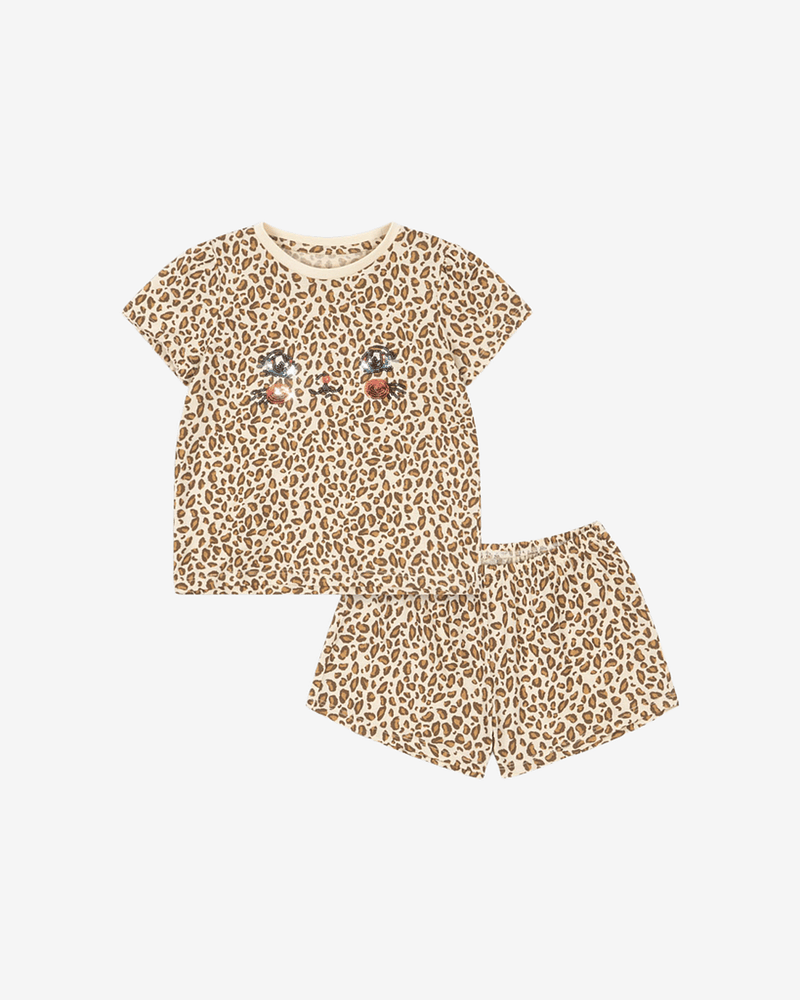 T-Skjorte & Shorts Sommersett m/ Paljeter - 100% Øko Bomull | Famo Puff Set