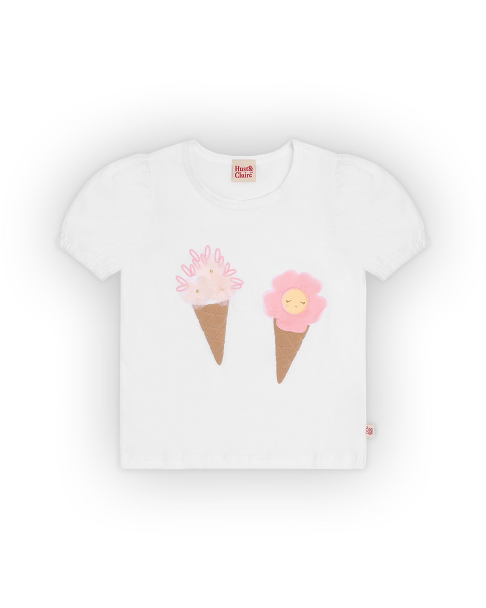 T-skjorte Barn M/ Print – Bomull, Elastan | HCAlma Ice cream, Hvit