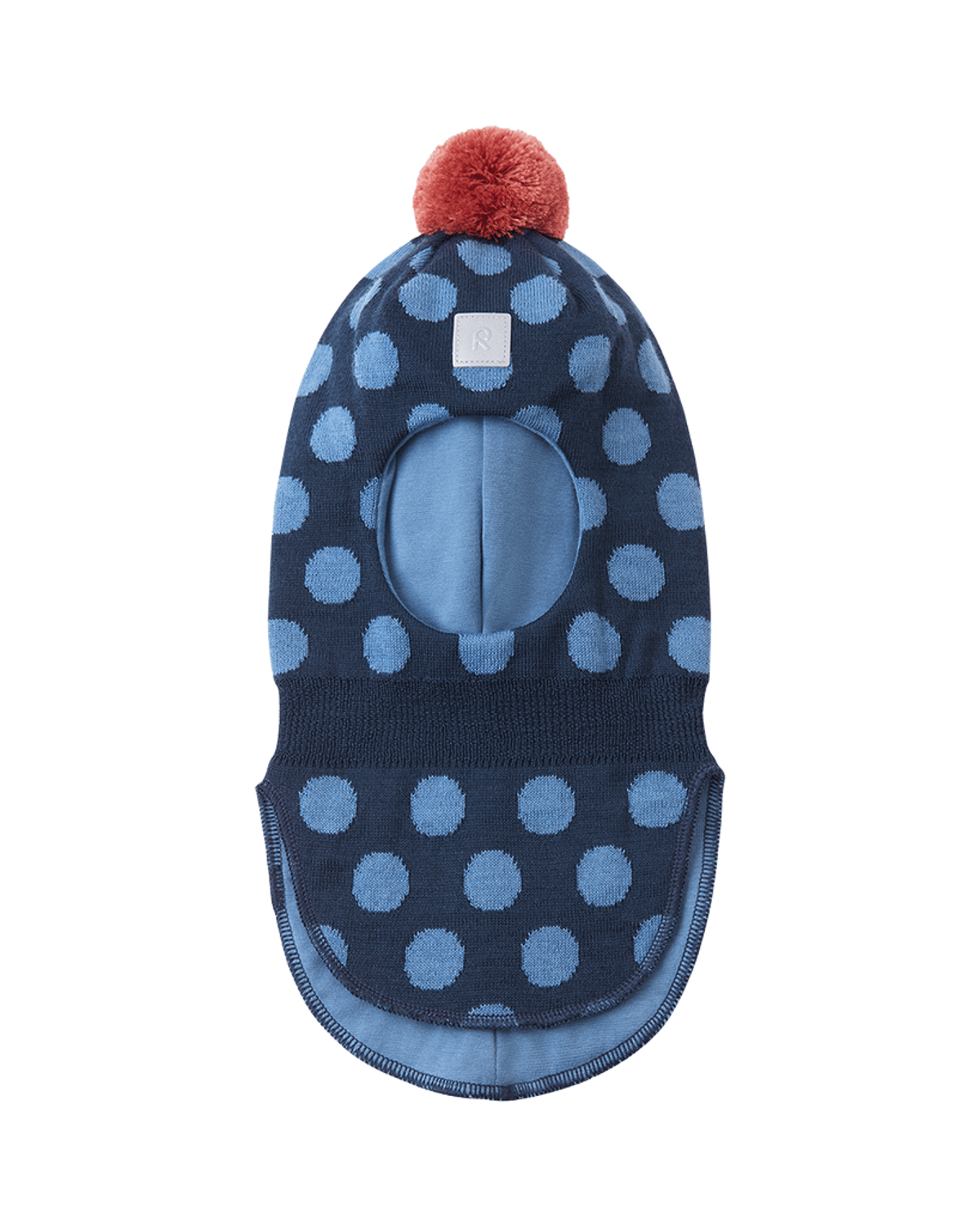 Ull Balaclava med dusk, 50% Merino – Varm vinterlue | Polkka, Blå - Blue Ocean