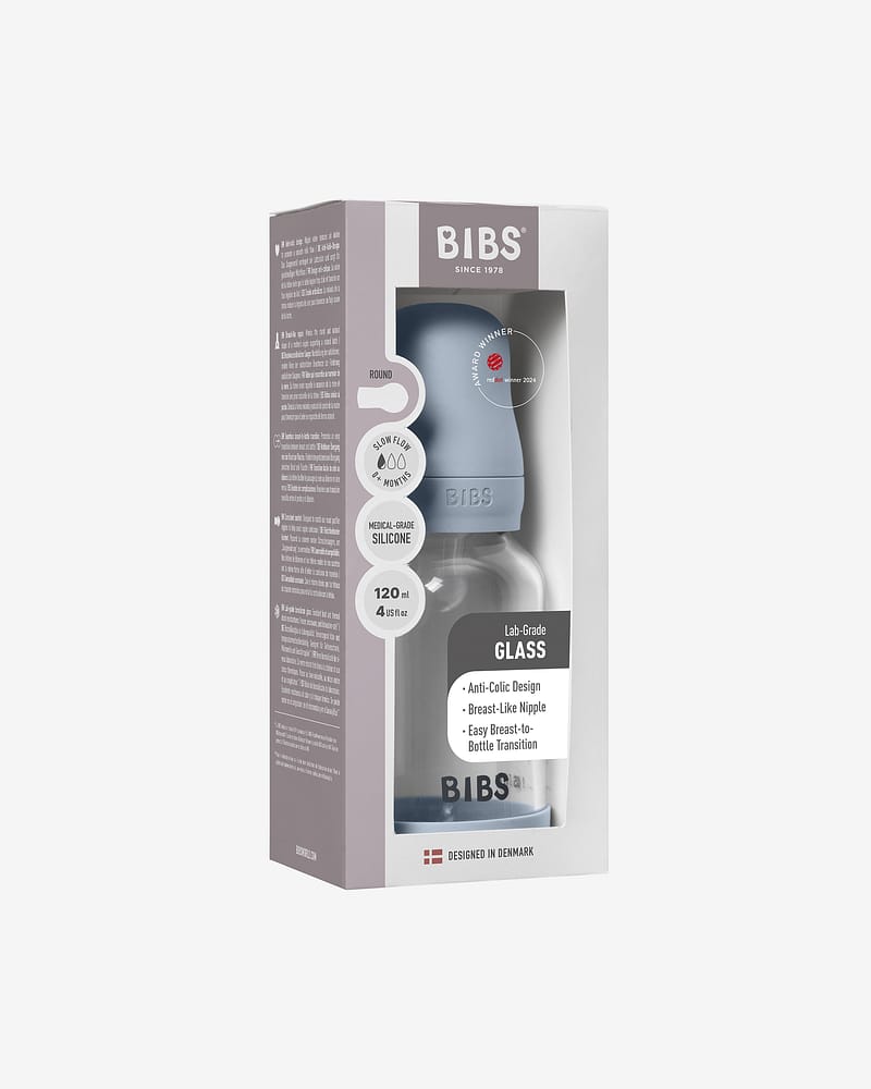 BIBS Tåteflaske i Glass M/ Silikon Sutt - Silikonbunn | Komplett Sett