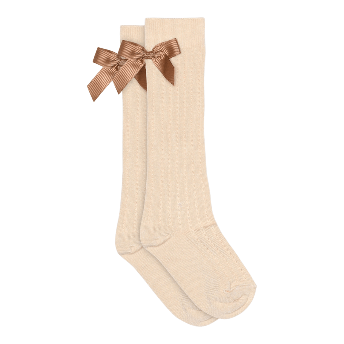 Sokker Baby m/ sløyfe – Knestrømpe 3/4-lengde, Liva Knee Socks Bow, Ecru