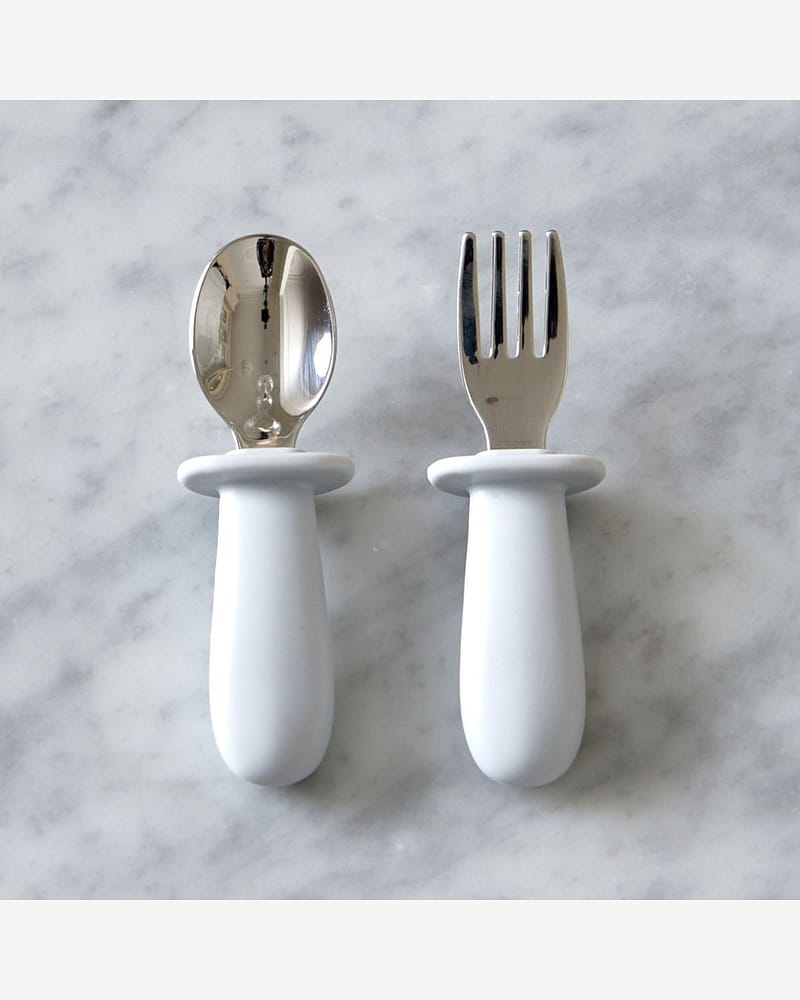 Bestikk Sett Baby - Rustfritt Stål & Silikon | Baby Cutlery Set
