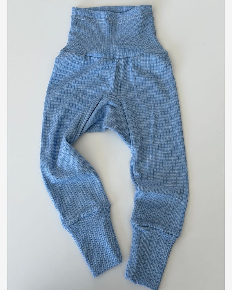 Bukse Rib m/ høyt liv – 45% Bomull, 35% Merino, 20% Silke – Ubehandlet Ull