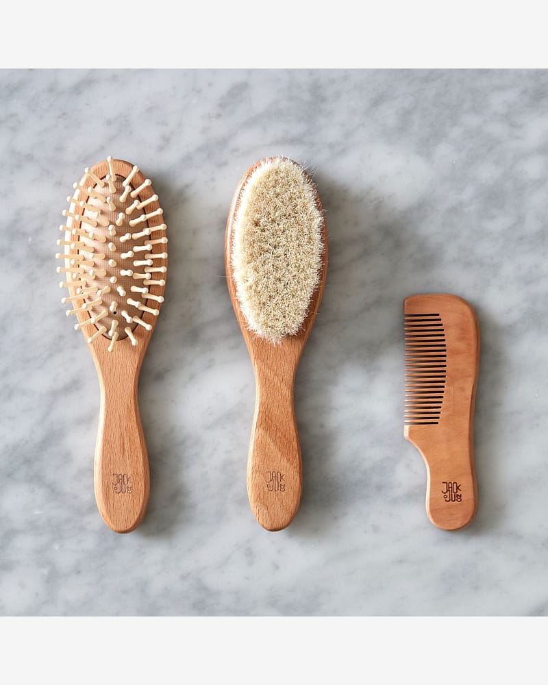 Hårbørste Sett 3pk - Baby og Barn 0-5år | Wooden Brush Set