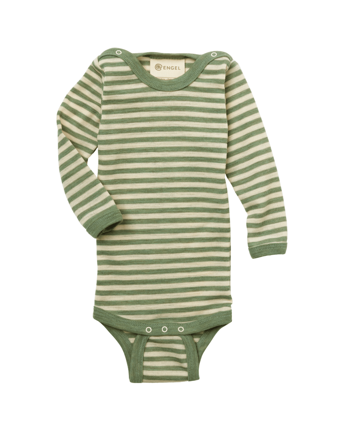 Ullbody – 100% Merino, Ubehandlet Ull, Striper Grønn/Nature