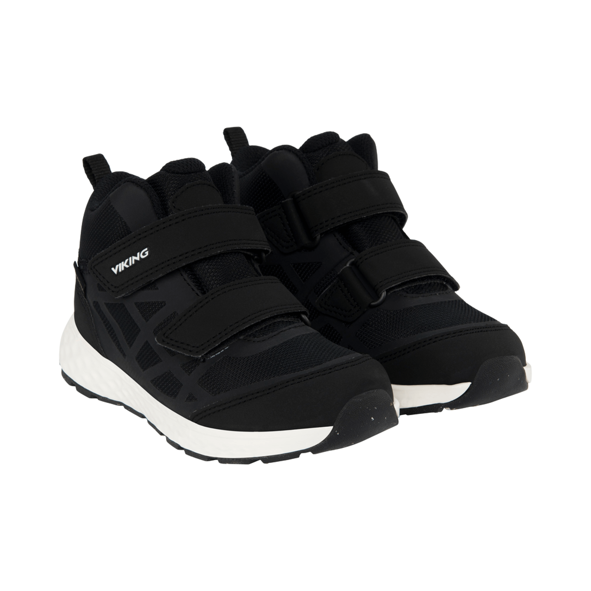 Viking Goretex Overgangssko Barn – Vanntette, Mellomhøy Sko – Vår / Høst | Veme Reflex Mid GTX 2V, Svart/Hvit