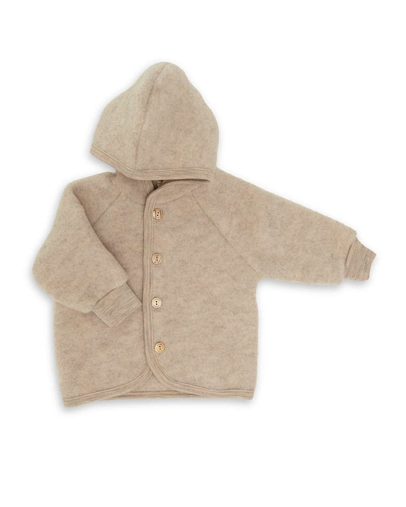 Ulljakke i tykk Ullfleece - 100% Ubehandlet Ull | Baby Jacket Hooded