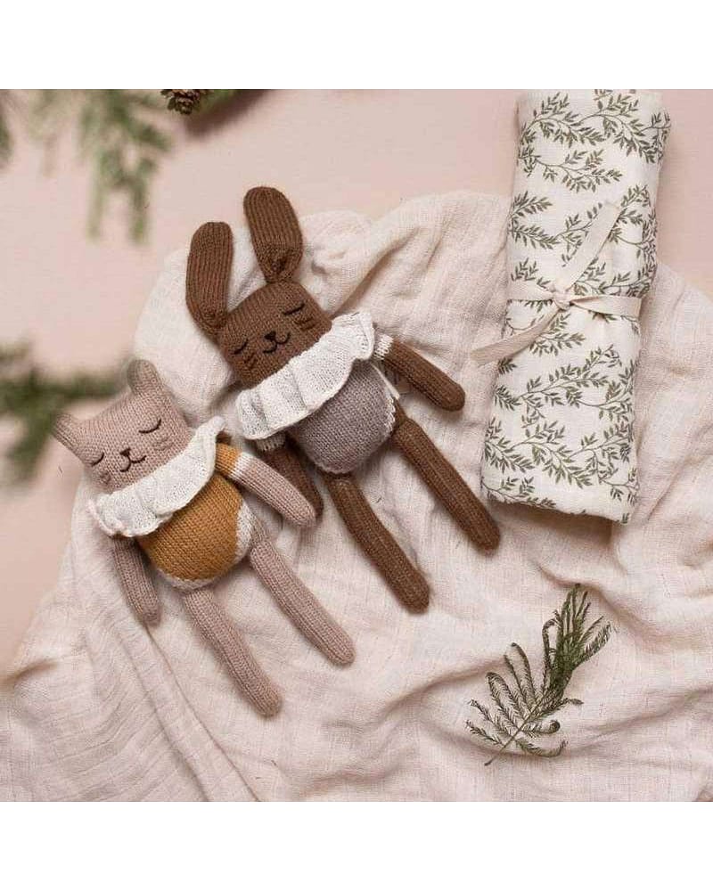 Kosebamse - Håndstrikket Alpakkaull - Unik Nyfødtbamse