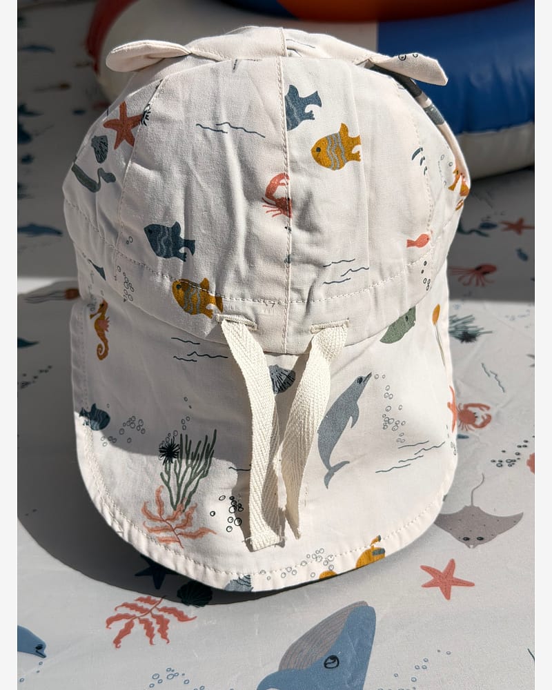 Solhatt m/ Nakkeskygge - Reversibel, 100% Øko Bomull | Gorm