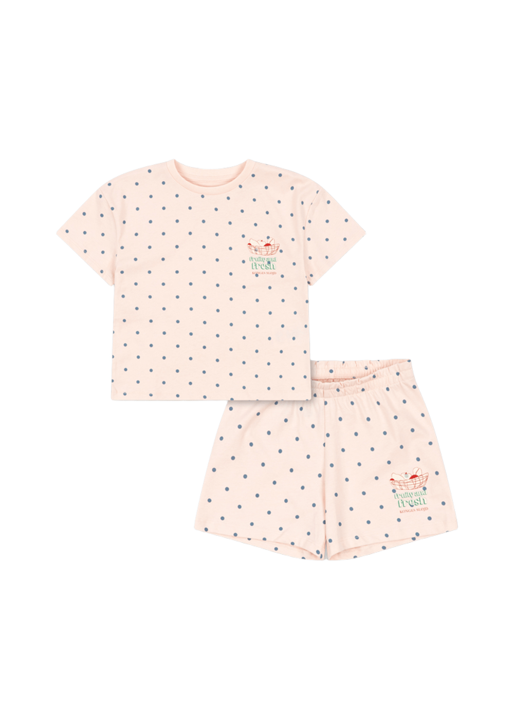 T-Skjorte & Shorts Barn – Øko Bomull | Lin Tee Set GOTS, Rosewater Dot