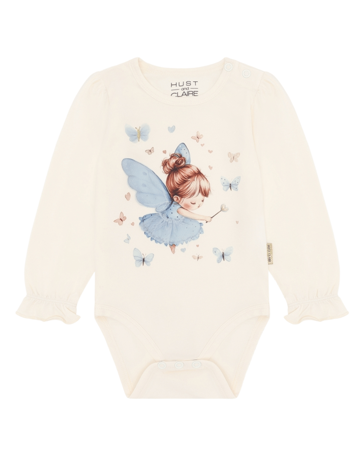 Body Baby med Print – 95% Øko Bomull, 5% Elastan | HCBritt Baby fairy, Ivory