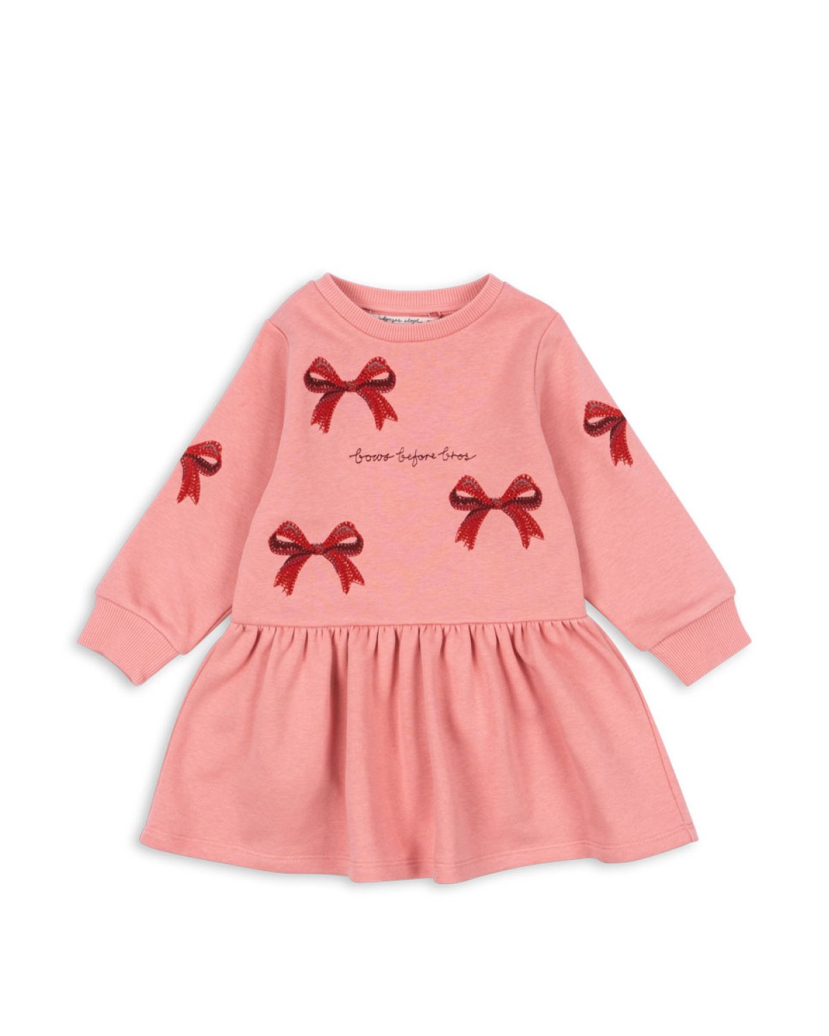 Kjole Barn med Print – Økologisk Bomull | Lou Bow Sweat Dress, Rosa - Strawberry ice