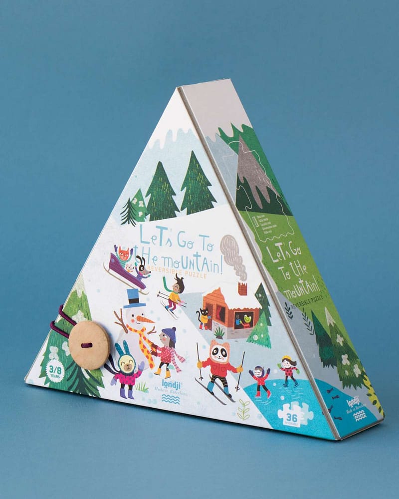 Puslespill 2i1 - Reversibelt Puslespill Barn 3år+ | Let's go to the mountain