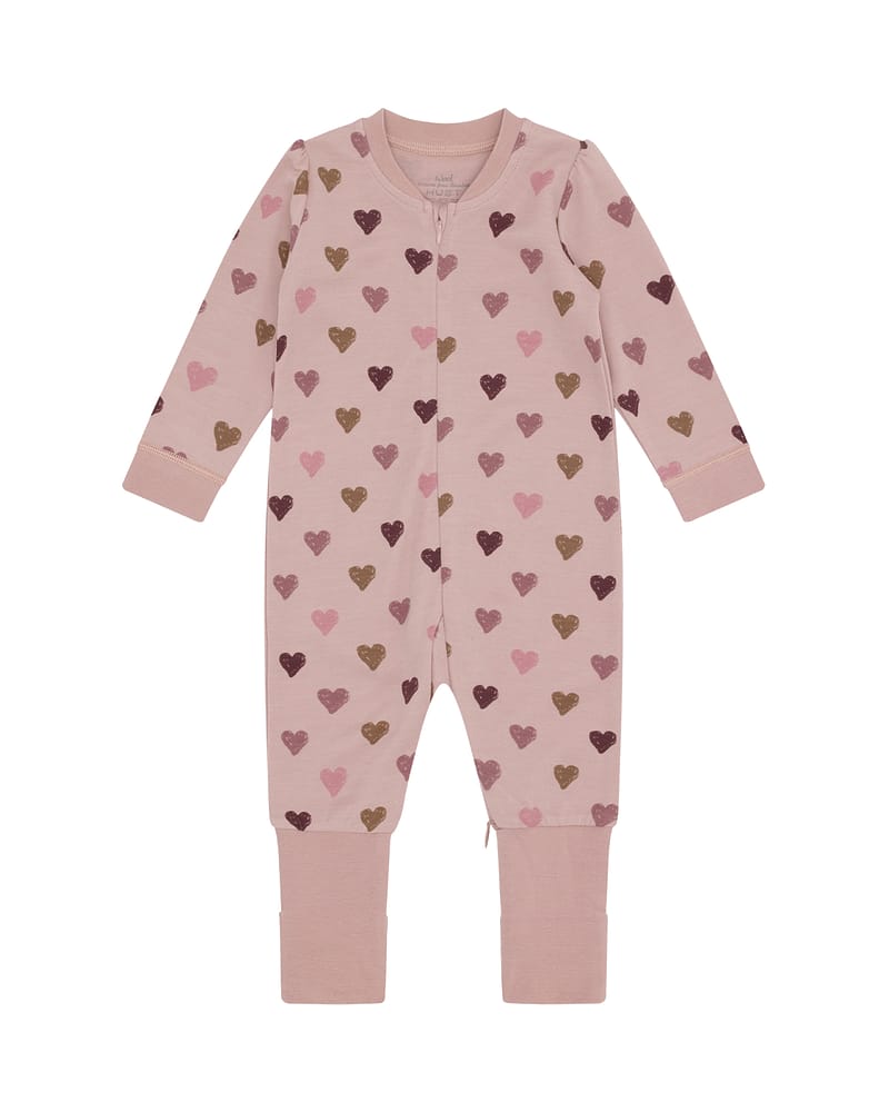 Ullpysj Baby - Heldrakt to-veis glidelås og trylleføtter - Ull/Bambusviskose | Manu Hearts Puff