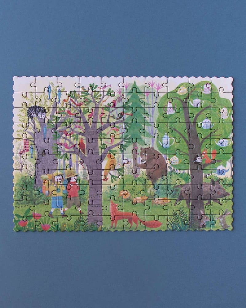 2i1 Puslespill Pocket size "Natt og Dag i Skogen" - Puslespill Barn 6år+ | Night and Day in the Forest