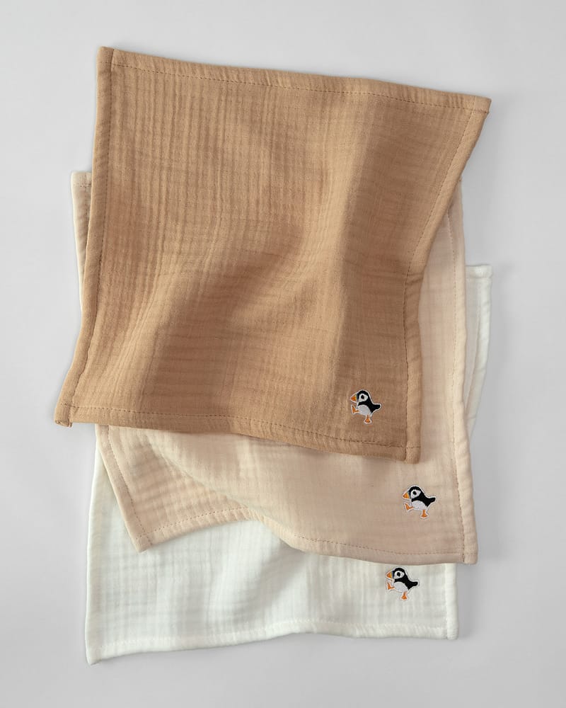 Lunni - Vaskekluter Økologisk Musselin 3pk - Gasskluter 30x30cm