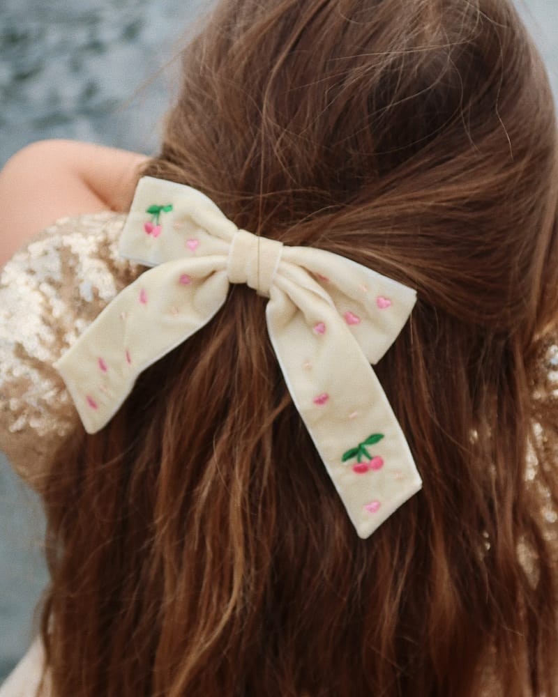 Hårspenne Sløyfe Barn | Velvet Bow Pearly Hair Clip