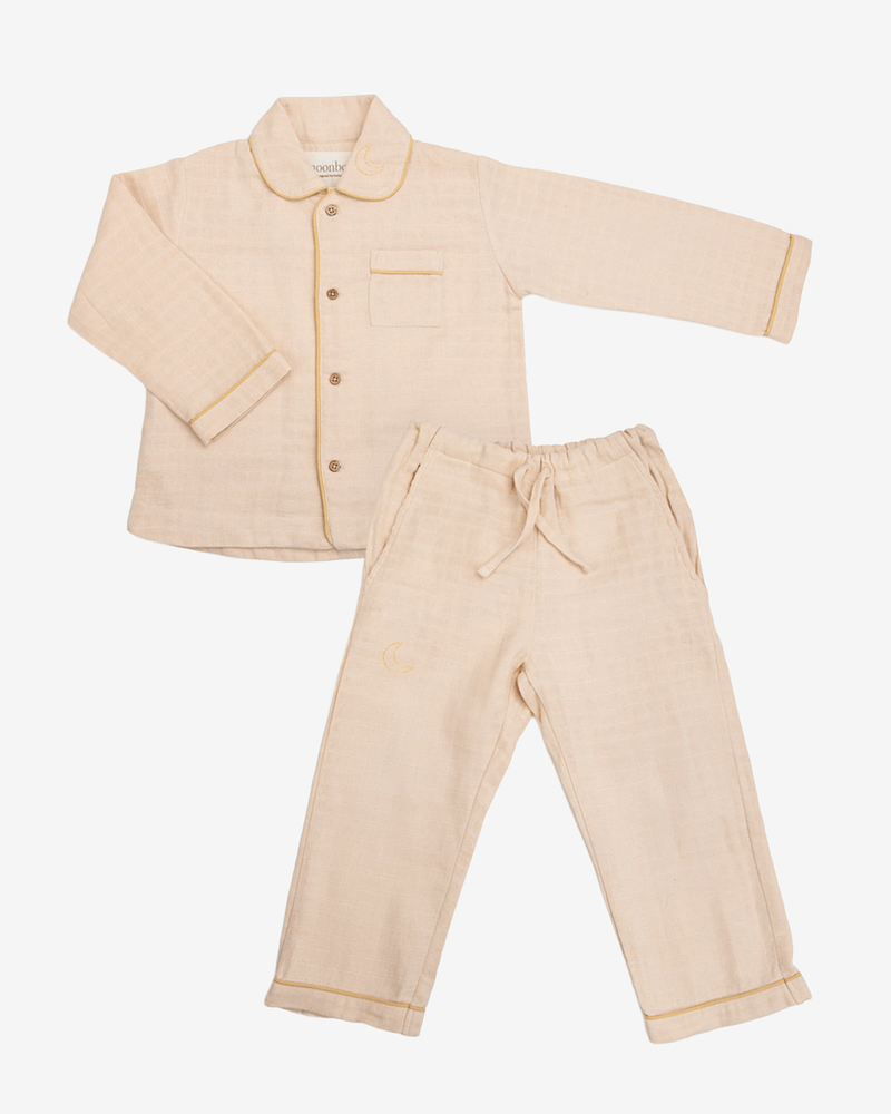 Pyjamas i 100% Øko Bomull, Muslin - Trøye og Bukse | Two-piece pyjama