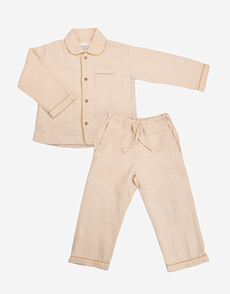 Pyjamas i 100% Øko Bomull, Muslin - Trøye og Bukse | Two-piece pyjama
