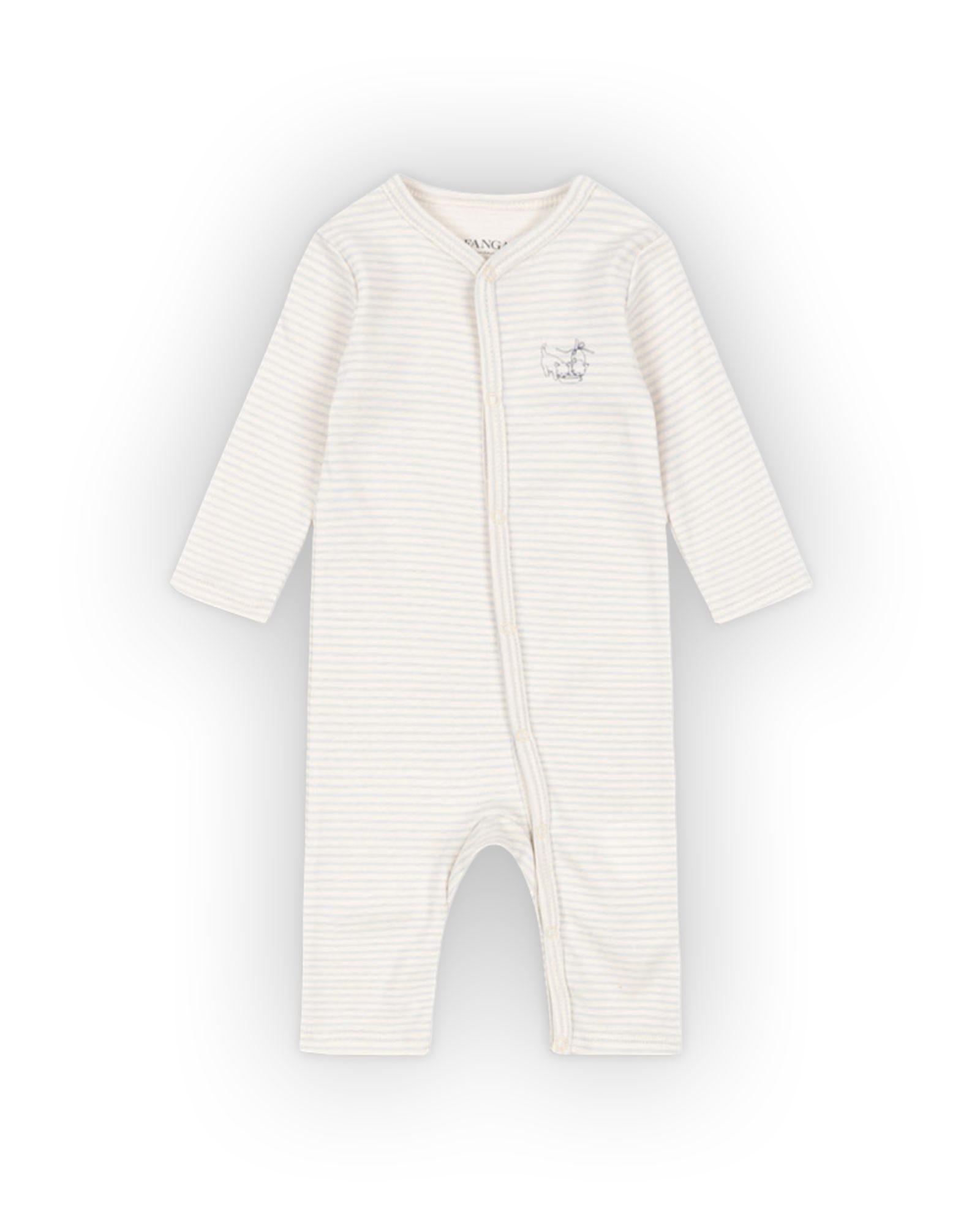 Heldress / Babypysj – 100% Øko Bomull | Fio Onesie, Blå Striper - Tea Stripe Gray Dwon
