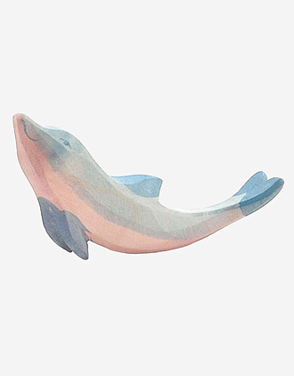 Delfin Lekedyr - Håndlaget Trefigur | Sjødyr, liten 11cm