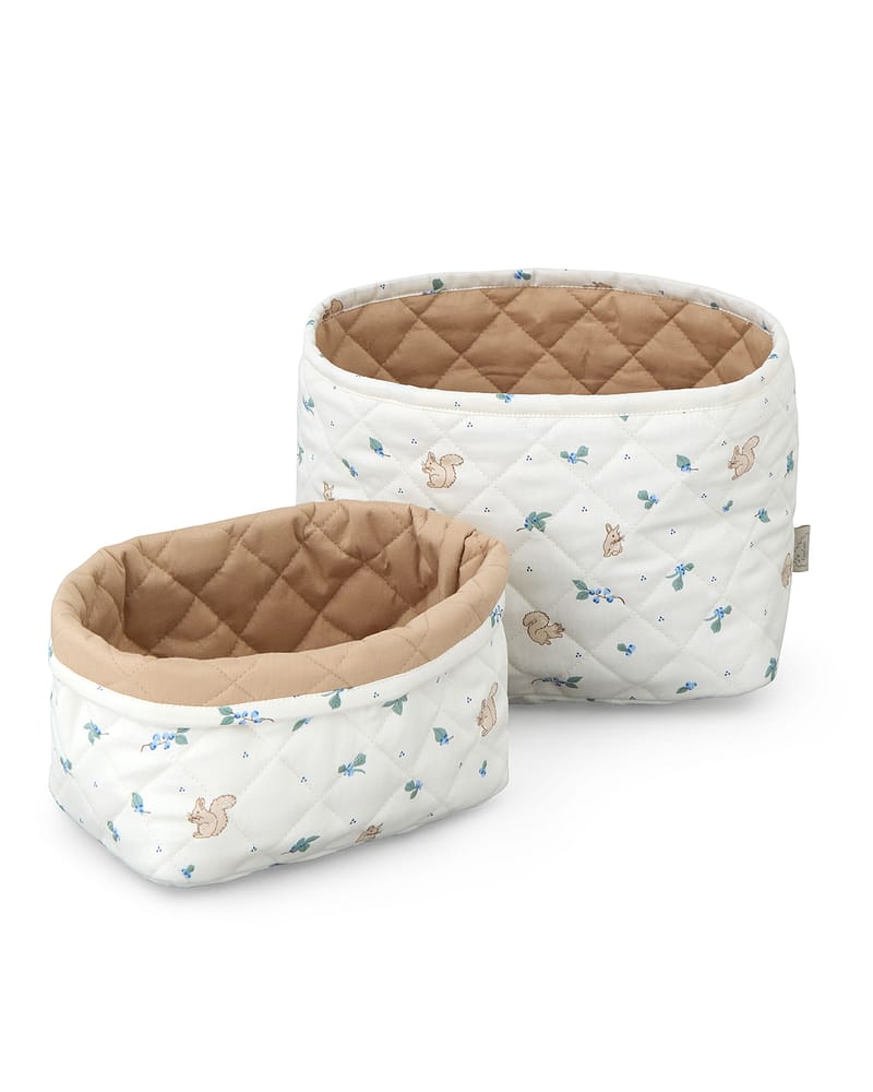 Oppbevaringskurv 2pk - Reversibel Quilt - Økologisk